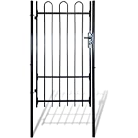 vidaXL Puerta Metálica con Arcos Montaje Fácil Mueble Jardín Patio Terraza Negro Acero